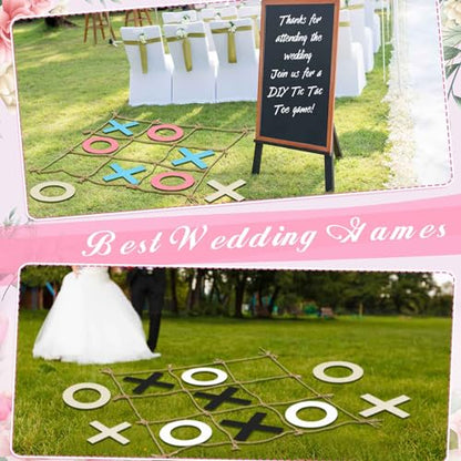 Giant 3ft Wooden Tic Tac Toe, Outdoor Garden Lawn Set with DIY Painting Colours & Brushes, for Spring Wedding, Bridal Shower, Hen Party, Birthday & Family Gatherings