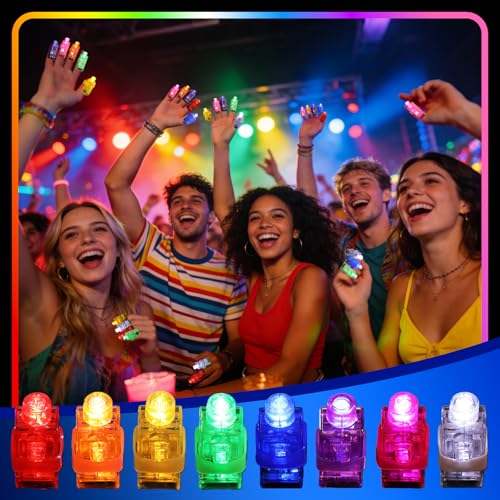 50pcs Finger Lights in 8 Colors, Glow in the Dark Party Favors Supplies for Kids Adults, Easter Egg Hunt Fillers LED Party, Carnival Birthday Concert Gifts Accessory - style: Mixd-50pcs