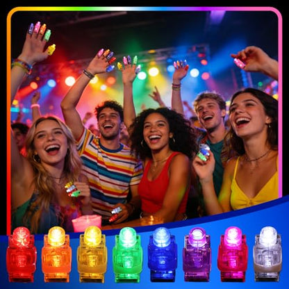 50pcs Finger Lights in 8 Colors, Glow in the Dark Party Favors Supplies for Kids Adults, Easter Egg Hunt Fillers LED Party, Carnival Birthday Concert Gifts Accessory - style: Mixd-50pcs