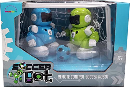 MUKIKIM SoccerBot – RC Soccer Robots. 2 Players Remote Control Soccer Game for Kids. Tackle, Dribble & Shoot! Kick The Ball Into The Net & Score! Football Toys for Boys & Girls. USB Rechargeable
