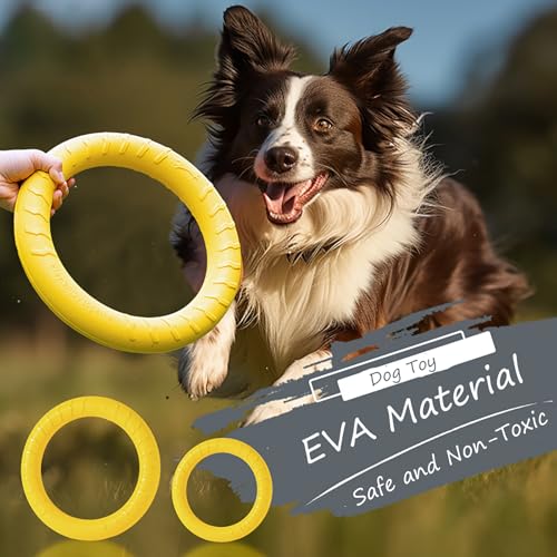 Dog Training Toys, Dog Flying Discs, Pet Flying Discs, Dog Chew Toy for Large Dog, Outdoor Dog Ring Toy, Puller Dog Toy, Floating Flying Toys Yellow S