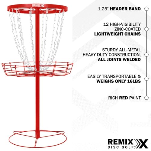Remix Deluxe Practice Basket for Disc Golf - Choose Your Color and Style - color: Red