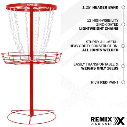 Remix Deluxe Practice Basket for Disc Golf - Choose Your Color and Style - color: Red