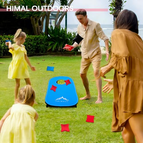Himal Collapsible Portable Cornhole Game Boards 10 Bean Bags Cornhole Set Tic Tac Toe Game 2 Games on 1 Board (2 x 1-feet)