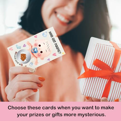 50 Pcs Who Got Poople Themed Scratch off Game Cards, Dirty Diaper Baby Scratch Off Lottery Tickets, Gender Reveal Games Supplies for Birthday Baby Shower Party, Raffle Tickets - color: Light Gray