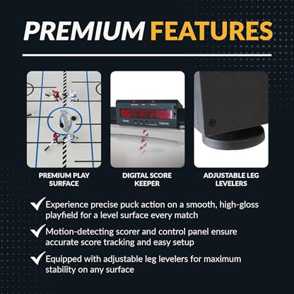 Hathaway Breakaway 41-In Dome Hockey Table for Family Game Room - With EZ-Grip Handles, Easy-Open Dome Top, LED Scoring Unit, Durable Chrome-Plated Metal Accents & Leg Levelers - Blue/Black Finish