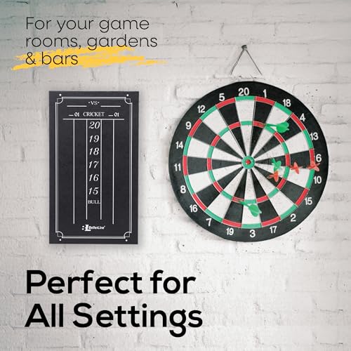 Large Professional Scoreboard Chalkboard for Cricket and 01 Darts Games - 15.5" x 9" Inch (39.3 x 22.9 cm) - Black Board - Eraser and 2 Chalk Pieces Included - by BetterLine
