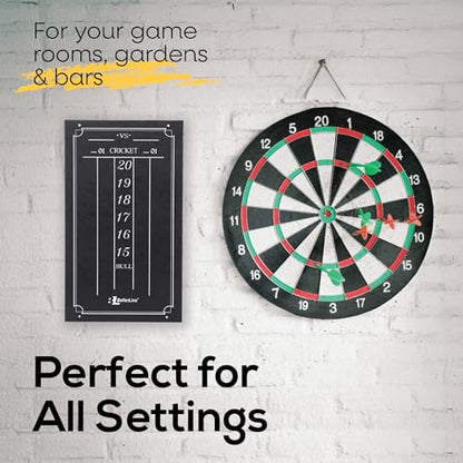 Large Professional Scoreboard Chalkboard for Cricket and 01 Darts Games - 15.5" x 9" Inch (39.3 x 22.9 cm) - Black Board - Eraser and 2 Chalk Pieces Included - by BetterLine