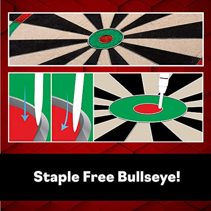 Viper Dead-On Tournament Bristle Steel Tip Dartboard Set with Staple-Free Bullseye, Metal Triangular Spider Wire for Reduced Bounce Outs and Increased Scoring; High-Grade Self-Healing Sisal Board