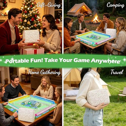 Jolitac American Mahjong Tile Set with 166 Tiles, 1.2-Inch Tiles & Accessories, Mahjong Gift Set with 3 Blue Dice and Mahjong Tile Bag, Portable Travel Game for Adults, Family Night, Gift (No Rack) - color: Green