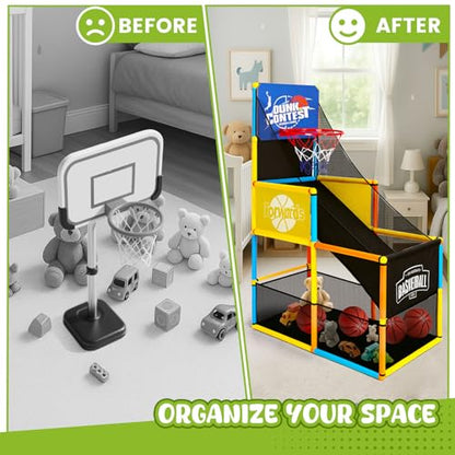 LovesTown Arcade Basketball Game, Basketball Hoop for Kids with 4 Balls Outdoor Indoor Active Play Toys Carnival Games Birthday Gifts for Boys Girls