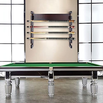6 Hole Billiards Snooker Cue Rack, Sycamore Wood, Dark Brown, Wall Mounted, Horizontal Storage, 58 x 6 x 58cm - style: style 11