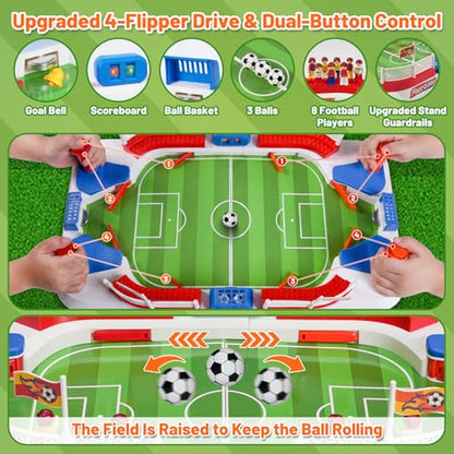 Mini Foosball Table Game for Kids, Portable Soccer Board Game with Scoreboard, Tabletop Indoor Football Sports Toy for 3 4 5 6 7 8-12 Year Old Boys Girls, Family Party Christmas Birthday Gift