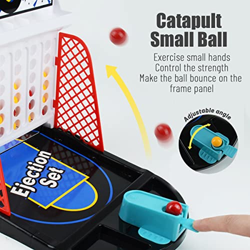 Tabletop Basketball Bouncing Ball Toy, Basketball Board Game, 2 Player Arcade Game, Indoor Fun Bouncing Pinball for Kids & Adults, Ages 3+