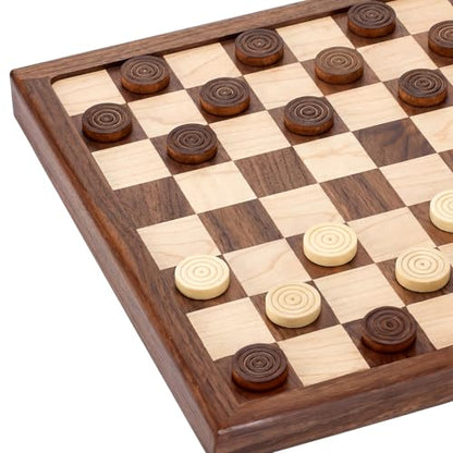 Yarlung 48 Pieces Wooden Checkers Only with 2 Dices, 1.25 Inch Wood Backgammon Checkers Game with Drawstring Bag for Replacement or Spare Pieces