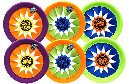 JA-RU Splash Fun Aqua Flyer Soft Frisbee (6 Frisbees Assorted) Easy & Super Soft Flying Disc for Kids & Adults, Beginner Friendly. Indoor & Outdoor Frisbee Games. Pool Beach Water Toy. 1031-6
