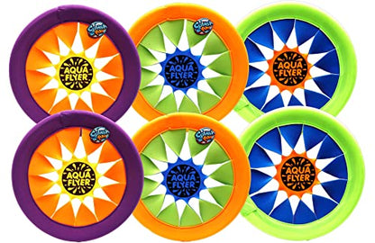 JA-RU Splash Fun Aqua Flyer Soft Frisbee (6 Frisbees Assorted) Easy & Super Soft Flying Disc for Kids & Adults, Beginner Friendly. Indoor & Outdoor Frisbee Games. Pool Beach Water Toy. 1031-6