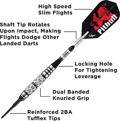Viper Pitbull 90% Tungsten Soft Tip Dart Set, 18 Grams - style: Ringed (18 Grams)