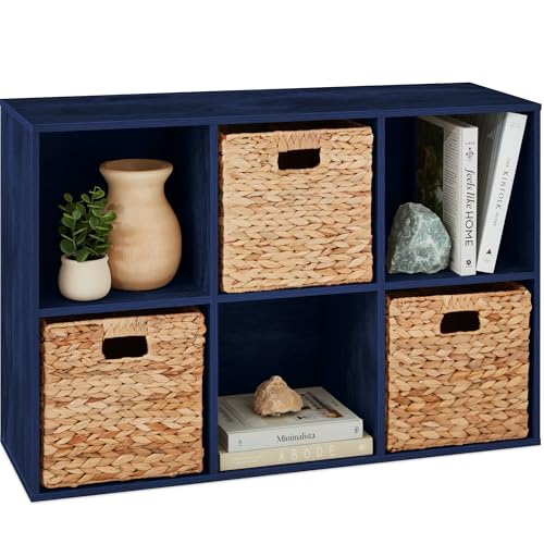 Best Choice Products Kids Bookcase 6-Cube Storage Organizer, 13.5in Shelf Opening, Bookshelf, Toy Storage, Customizable w/ 3 Removable Back Panels – Navy - color: Navy, size: 6-Cube, 13.5in Shelf Opening