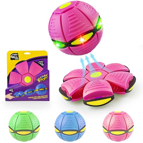Magic Bouncing Ball 6-Light Dual Form – Pop up, Meta Ball Metaball Transforming Design – Flying Saucer Bouncy – Interactive Bouncing Balls for Parent-Child Interaction – Gift Pack - Pink - color: Pink