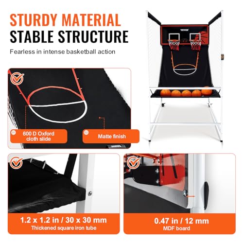VEVOR Basketball Arcade Game Indoor, 2 Player Indoor Basketball Game, Home Dual Sport with 8 Game Modes, Electronic Scoreboard, and Inflation Pump,Adults - style: Unfoldable & Biggest Design