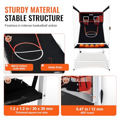VEVOR Basketball Arcade Game Indoor, 2 Player Indoor Basketball Game, Home Dual Sport with 8 Game Modes, Electronic Scoreboard, and Inflation Pump,Adults - style: Unfoldable & Biggest Design