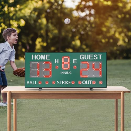 Electronic Basketball Scoreboard Portable Multisport Baseball Scoreboard with Remote & Buzzer High-Light Digital Keeper Wall-Mount for Football Table Tennis Soccer Volleyball