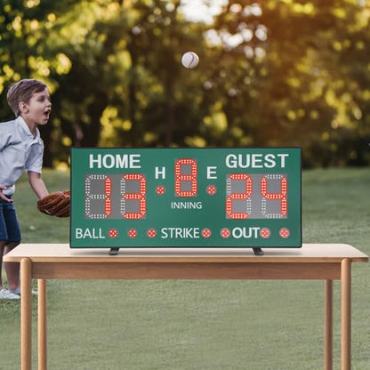 Electronic Basketball Scoreboard Portable Multisport Baseball Scoreboard with Remote & Buzzer High-Light Digital Keeper Wall-Mount for Football Table Tennis Soccer Volleyball