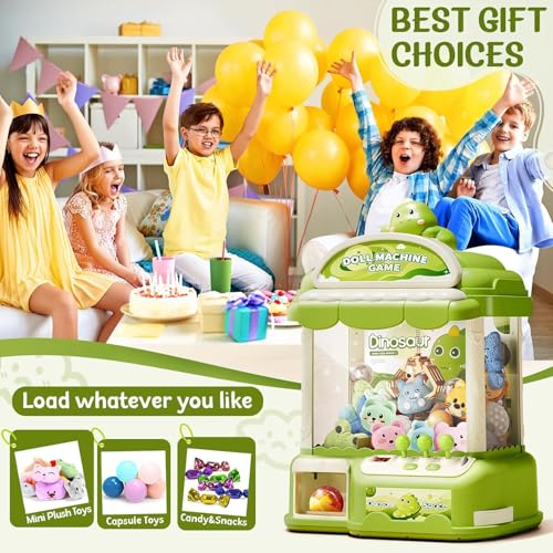 Large Claw Machine for Kids, Musical Electronic Arcade Game Console with Adjustable Sound, Christmas and Birthday Gift for Kids, Includes 30 Toys & 24 Game Coins & 20 Surprise Eggs - color: Green