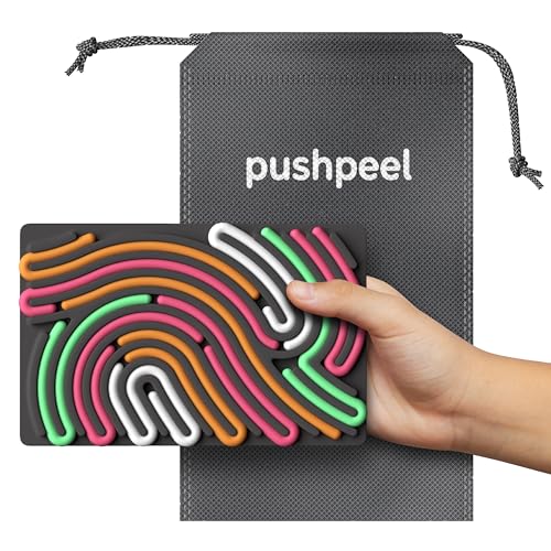Pushpeel Sensory Activity Board: Silicone Fidget Toy for Calming, Stress, Anxiety, ADHD & Autism | Silent, No Mess | Kids 3+ & Adults | Includes Portable Travel Bag & 11 Strings (Granite) - color: Granite