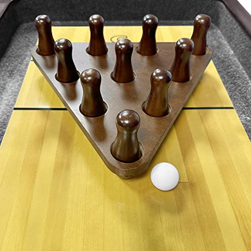 Tabletop Shuffleboard Bowling Pin Set Portable Shuffleboard Bowling Pin Game,Solid Wood Shuffleboard Bowling Curling Games- Easy Carry - color: Walnut