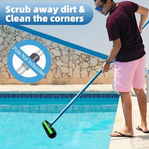 KGC 20" Wide Pool Brush Head, Heavy Duty Pool Scrub Brush with 12-Rows Soft Bristles, Inground/Above Ground Pool with Curved Ends, Clean Pool Wall, Floor, Step, Corner Faster, Safe for Vinyl Liner - size: 20 INCH