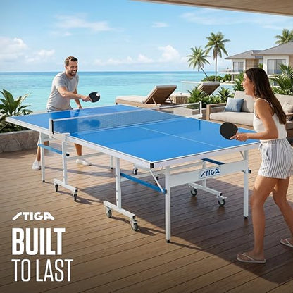 STIGA Outdoor Table Tennis Table – All-Weather Waterproof Aluminum Ping Pong Table with Net & Post, QuickPlay Assembly, 108" L x 60" W x 30" H - style: XTR
