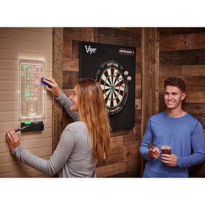 Viper Illumiscore Plus+ See-Through Illuminated Back-Lit Dry Erase Dart Scoreboard, Large (19.50" L x 10.00" W), Black