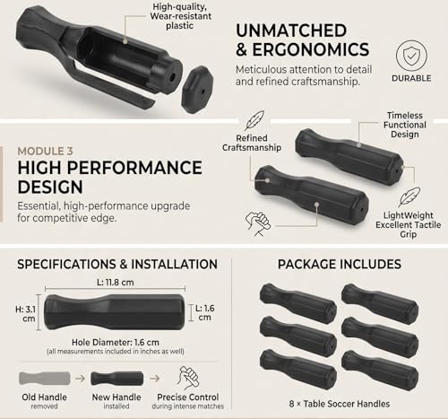 Alomejor 8pcs Table Football Handle Table Soccer Part Replacement Handle Foosball Handle Grip with Non Slip Octagon Design