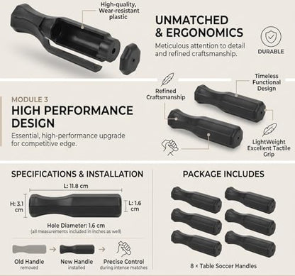 Alomejor 8pcs Table Football Handle Table Soccer Part Replacement Handle Foosball Handle Grip with Non Slip Octagon Design
