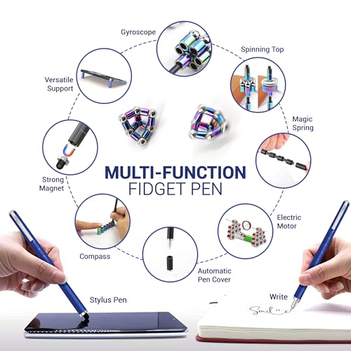 Fidget Pen Unique Fidget Toys Magnet Gel Pen Gadget for Men, Creative Stress Relief Office Desk Tool, Innovative Gift for Teenagers, Adults Magnetic Pen - color: Blue