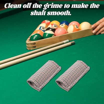 2 Pcs Billiard Cue Slicker Reusable Pool Cue Cleaning Cloth Polyester Burnisher Shaft Cloth Set for Pool Stick Billiards Accessories