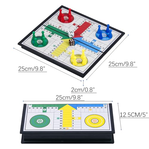 Ludo Game Board Set -9.8”, Magnetic Folding Travel Classic Strategy Game for Kids and Adults (Right Angled) - style: Right Angled