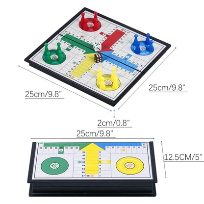 Ludo Game Board Set -9.8”, Magnetic Folding Travel Classic Strategy Game for Kids and Adults (Right Angled) - style: Right Angled