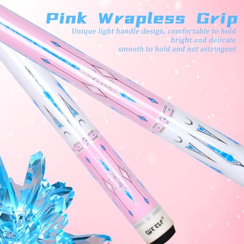 CUEELF Pink Pool Cue Stick 58inches Canadian Maple Billiard Cue Sticks Professional Pool Stick Gifts for Women and Ladies - color: Pink+Blue, size: 19.5 oz