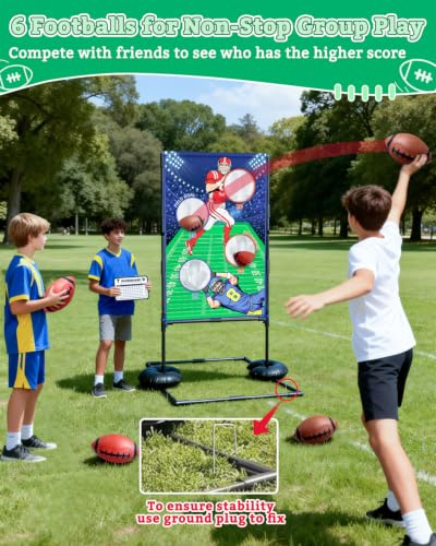 Inflatable Football Toss Game Set,Includes 6 Footballs,Indoor/Outdoor