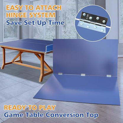 7/8/9ft Mid-Size Ping Pong Conversion Top with Net Set for Billiard and Pool Tables - Regulation Top Converts Billiards into Ping Pong Table Blue/Green/Black - color: Blue, size: 7 FT