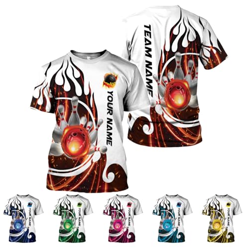Rivelus Personalized Name Bowling Shirts for Men and Women 3D, Bowling Shirts for Team Bowling, Bowling Shirts Gift - color: Blm31