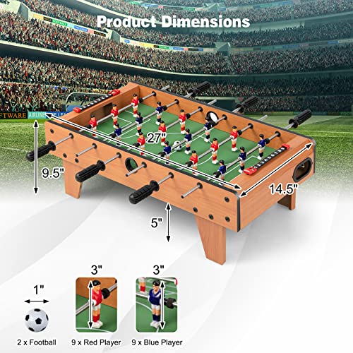 Giantex 27" Foosball Table, Easily Assemble Wooden Soccer Game Table Top w/Footballs, Indoor Table Soccer Set for Arcades, Game Room, Bars, Parties, Family Night
