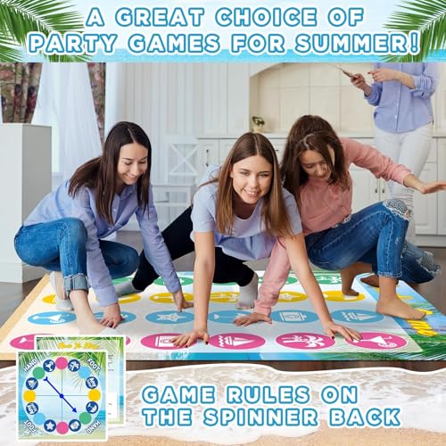 Giant Floor Games - Summer Beach Pose Balance Game, Hawaiian Tropical Party Game, Indoor Outdoor Interactive Game For Adults - Promotes Physical Activity, Family Board Game Mat for Home Lawn Yard