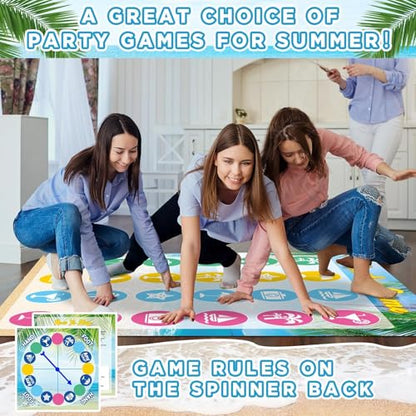 Giant Floor Games - Summer Beach Pose Balance Game, Hawaiian Tropical Party Game, Indoor Outdoor Interactive Game For Adults - Promotes Physical Activity, Family Board Game Mat for Home Lawn Yard