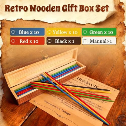 TriMagic Wooden Pick Up Sticks Original Game Set in Gift Box, Pickup Sticks Game, 41-Piece Classic Pick Up Stix, Vintage Old Fashioned Toys for Family, Nostalgic Toys from 50s 60s 70s 80s - style: 41 Pickup Sticks+Wooden Box