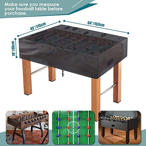 Foosball Table Cover, Outdoor Waterproof, Black, Polyester, Drawstring Closure, Fits 64x45x19in Tables