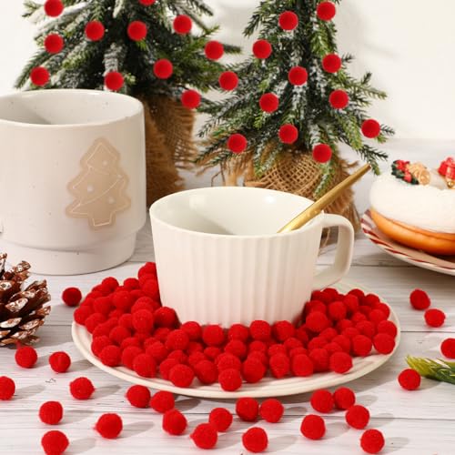 SEPGLITTER 1000 Pcs Mini Christmas Red Pom Poms Puff Balls for Crafts | 1cm Mini Size, Red Puff Balls, DIY Crafts Making, Handmade Projects, Halloween Valentines Party Supplies Decorations - style: Red Style